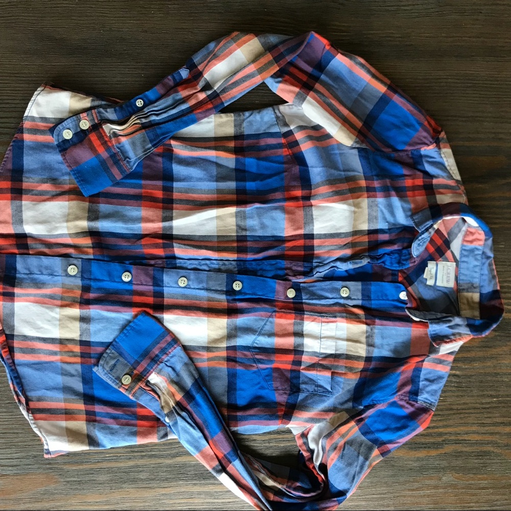 J Crew Long Sleeved Plaid Button Down